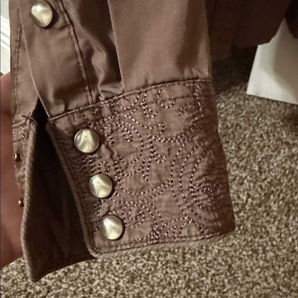 Brown Western Style button down fitted shirt - image 3